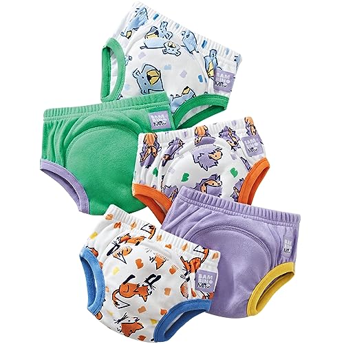 Bambino Mio, Revolutionary Reusable Potty Training Pants for Boys and Girls, 5 Pack, 3-4 Years, Bold Animals Multicolour