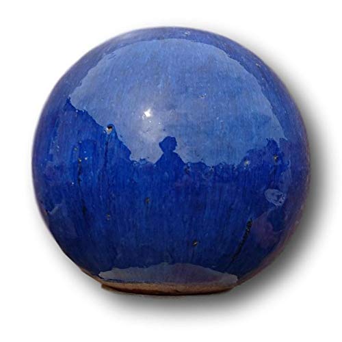 terracotta-toepfe-de 2. Wahl !! Aktion !! Kugel ca. 20 cm aus Steinzeug Keramik, blau glasiert Deko Garten