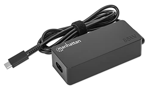 MANHATTAN USB-C Power Delivery Laptop-Netzteil 65 W abnehmbares EU-Stromkabel integriertes USB-C PD-Kabel schwarz (102490)