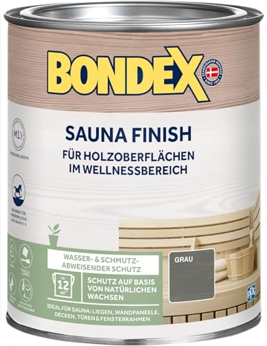 Bondex Sauna Finish Grau 1 L für 12 m² | Wasser- und schmutzabweisend | Schutz auf Basis von natürlichen Wachsen | Kein Ausdünsten oder Abfärben | Seidenmatt | Holzpflege | Holzwachs