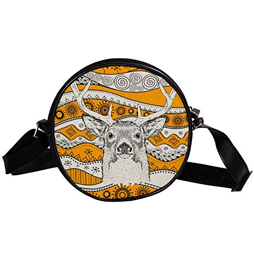 Deer Portra Canvas Crossbody Bag Round Shoulder Bag Circle Purse, mehrfarbig
