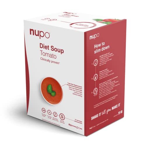 NUPO Diet Soup Tomato – Premium Diät-Suppe zum Abnehmen I Kompletter Mahlzeitersatz zum Abnehmen I 12 Portionen I Very low calorie diet, glutenfrei, GMO frei