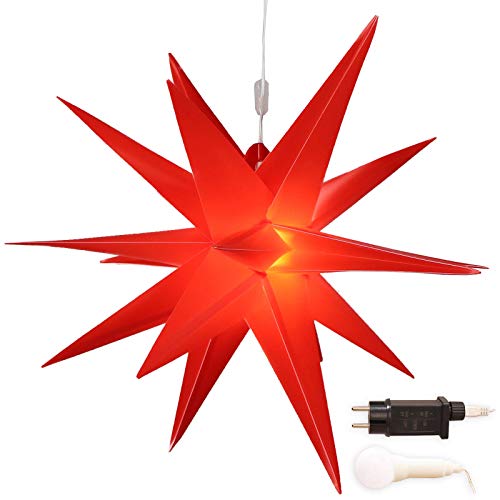 Weihnachtsstern Ø 58 cm rot, warmweiß, LED Stern für die Weihnachtsbeleuchtung innen und außen