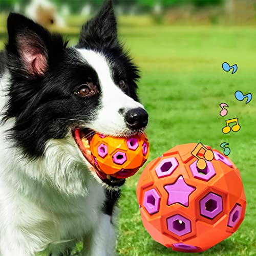 Rolin Roly Hundeball-Spielzeug Dog Ball Hundebälle Gummibälle Hundespielzeug Ball mit Glocke Spielball für Hunde Bissfest Hundespielzeug Ball