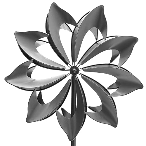 HAFIX XXL Windrad Windspiel aus Metall. Windspiel für Garten als Dekoration UV-beständig und wetterfest. (Windjasmin)