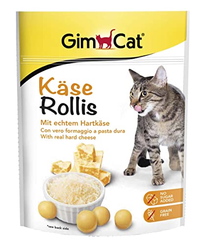 GimCat Käse Rollis - Getreidefreier und vitaminreicher Katzensnack mit echtem Hartkäse - 6er Pack (6 x 140 g)
