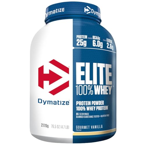 Dymatize Elite 100% Whey Gourmet Vanilla 2170g - High Protein Low Sugar Pulver + Whey Protein und BCAAs