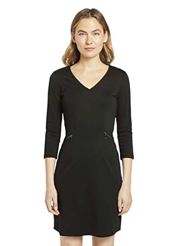 TOM TAILOR Damen Kleider & Jumpsuits Kleid mit Reißverschlussdetails Deep Black,40