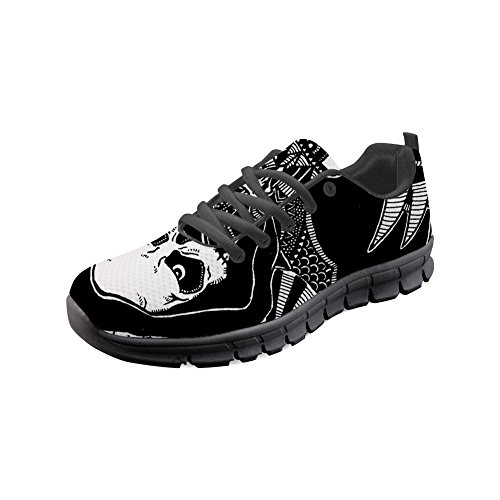 HUGS IDEA Cooler Skull Print Athletic Walking Jogging Schuhe Air Mesh Atmungsaktiv Lauftrainer Sport Sneakers für Herren-EU Größe 41