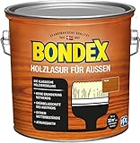 Bondex Holzlasur für Außen Teak 2,5 L für 32 m² | Hoher Wetter- und UV-Schutz | Natürliches Abwittern - kein Abplatzen | seidenmatt | Holzschutzlasur | Holzlasur