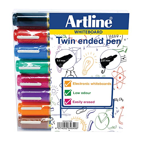 Artline 2 in 1 Whiteboard-Marker Rundspitze 2 mm Keilspitze Strichbreite 3-5 mm 8 Stück farblich sortiert