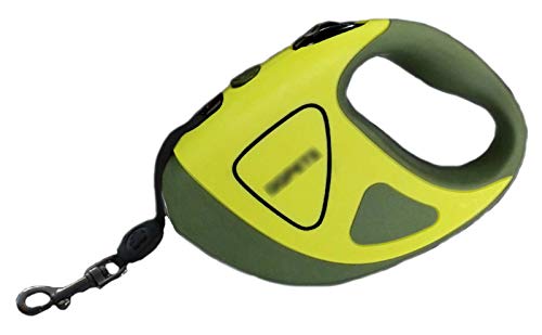 QDY Ausziehbare Hundeleine mit LED-Taschenlampe, ausziehbare Leine, strapazierfähig, 360° verhedderungsfrei, Nylonschnur für kleine, mittelgroße und große Rassen, Grün, 3 m