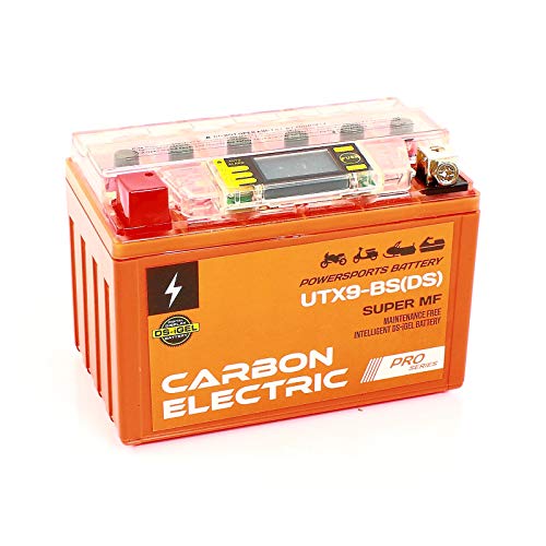 Carbon Electric Batterie UTX9-BS Motorradbatterie YTX9-BS 12V 9Ah Mit Stromtester Motorrad Roller Rollerbatterie
