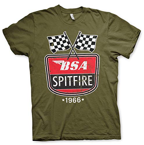 BSA Offizielles Lizenzprodukt Spitfire 1966 Herren T-Shirt (Olive), Medium