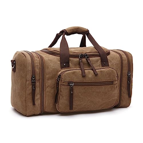 RHAIYAN Weiche Canvas-Herren-Reisetaschen, Handgepäck-Taschen, Herren-Seesack, Reisetasche, Wochenendtasche, hohe Kapazität (Color : Coffee Brown)
