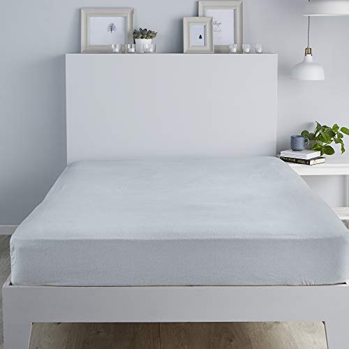 Fusion Bedding Spannbetttuch, 28 cm, 100 % gebürstete Baumwolle, silberfarben, für Super-King-Size-Betten