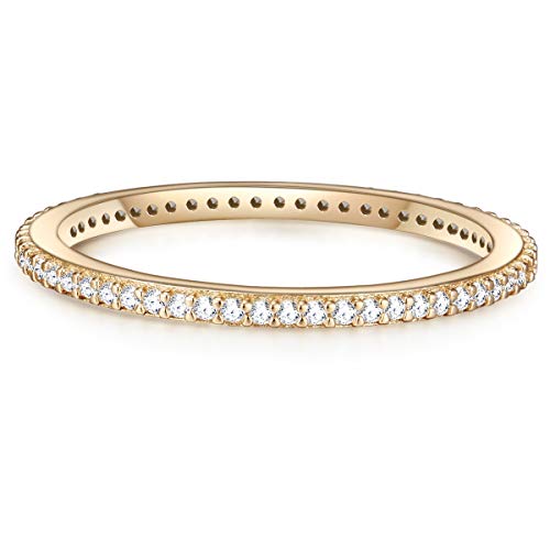 Glanzstücke München Damen-Ring Sterling Silber gelbvergoldet Zirkonia weiß - Memory Ring Stapel-Ring filigran