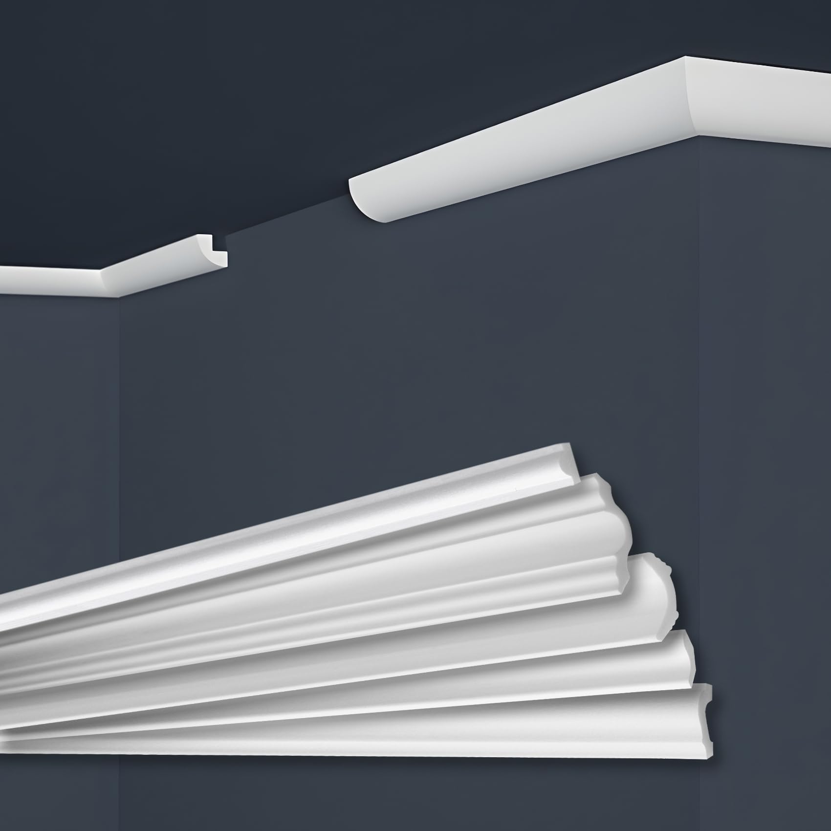 MARBET DESIGN Stuckleisten XPS Styropor weiß - Deckenleisten Deckenabschlussleisten E-Leisten - (40 Meter / 20 Leisten E-1)