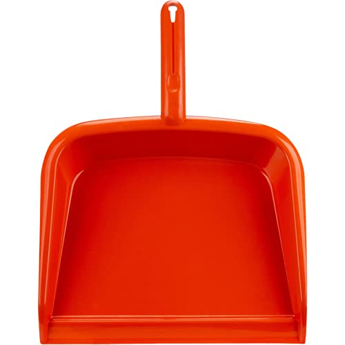 SPARTA Große Hand-Kehrschaufel mit Aufhängeloch, robuste Kunststoff-Kehrschaufel mit breiter Lippe für Arbeitsplatten und Oberflächen, Kunststoff, 25,4 cm, Orange