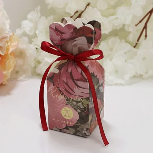 30/60/100 Stück Hochzeit Süßigkeiten Box Blumenbevorzugung Geschenkbox Baby Verpackung Taschen mit Band Geburtstag Party Dekoration