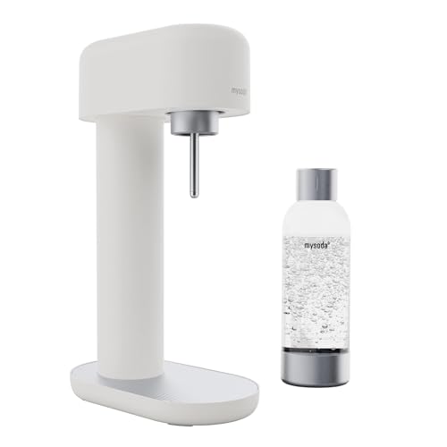 Mysoda: Ruby 2 Wassersprudler aus Aluminium (ohne CO2-Zylinder) mit 1L Premium Wasserflasche - Weiß-Silber