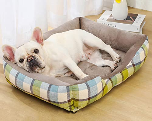 GGoty Hundebett, mittelgroße Hundekissenmatte, ultraweiches Hundesofa, Couch, gemütlich, Hundekorb, flaches Hundebett für kleine, mittelgroße und große Katzen (XXL-90 x 70 cm, grün A)