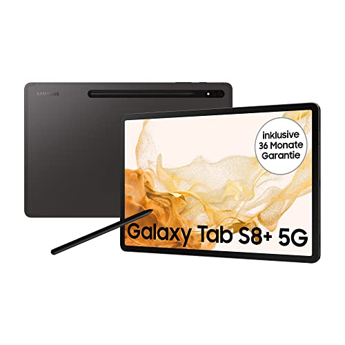 Samsung Galaxy Tab S8+, 12,4 Zoll, 256 GB interner Speicher, 8 GB RAM, 5G, Android Tablet inklusive S Pen, Graphite, inkl. 36 Monate Herstellergarantie [Exklusiv bei Amazon]