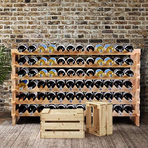 YIZHE Holz Weinregal für 72 Flaschen mit Ablage Flaschenregal Weinschrank Weinhalter Weinständer Flaschenständer Weinflaschenhalter 119 * 29 * 71.5cm (1 Stück)