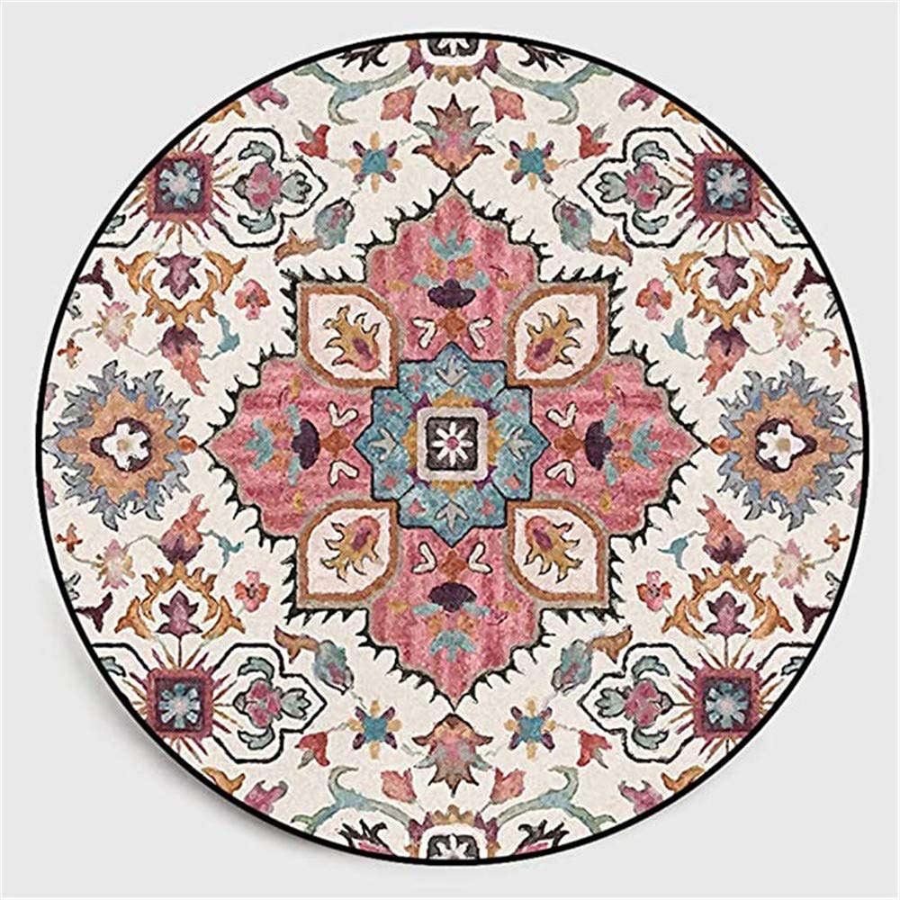 Nicole Knupfer Mandala Runde Teppich Vintage Boho Waschbar Teppich für Wohnzimmer Schlafzimmer Badezimmer Küche Beach Dekor (H,120 x 120cm)