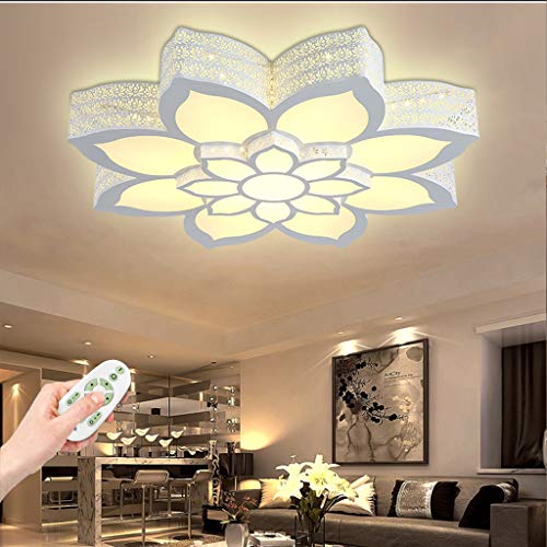 Deckenlampe Modern LED Deckenleuchte Blume-Shape Beleuchtung Design Acryl Aluminium Lampenschirm Deckenlampe Wohnzimmer Esszimmer Schlafzimmer Küche Mit Fernbedienung Weiß Deckenlicht,80cm（72W） …