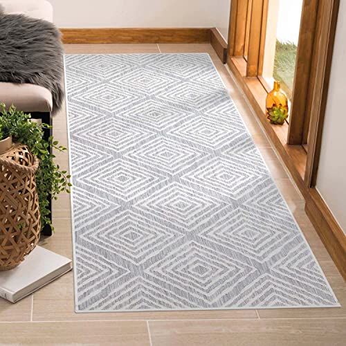 carpet city Outdoor-Teppich Wetterfest Balkon Terrassen - Grau in 150x150 cm Quadratisch- Deko Teppiche Außen Wasserfest - Balkondekoration Rauten-Motiv Wohnzimmerteppiche