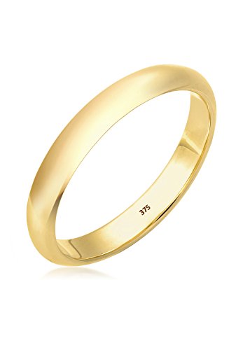 Elli PREMIUM Ring Damen Ehering Bandring Klassisch in 375 Gelbgold