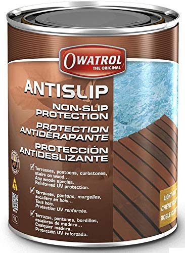 Owatrol Antislip Imprägnierung Holzöl Anti-Rutsch Öl Holzschutz Antigliss (1 Liter, Teak)