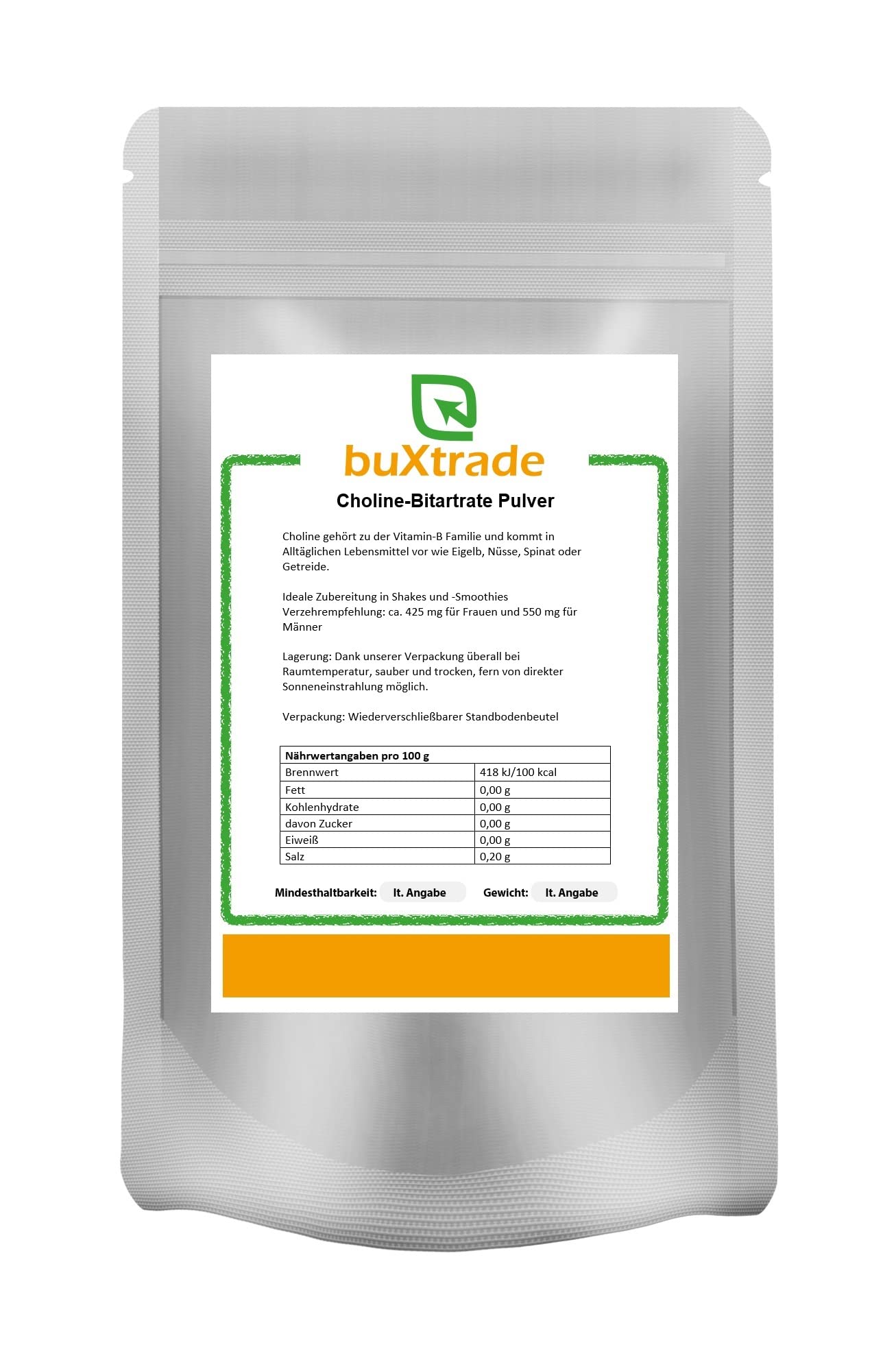 5x1 kg Choline Bitartrate Pulver | Non-GMO | Cholin | Vitamin B4