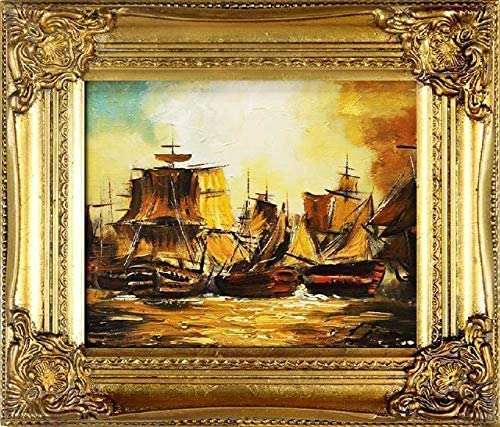jvmoebel Gemälde Ölbild Bild Ölbilder Rahmen Bilder Seefahrt Schiffe Meer Ölgemälde 01102