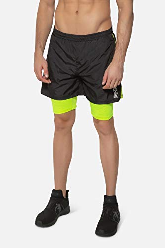 BOXEUR DES RUES - Double Shorts In Black with Contrast Stripes, Man, XXL