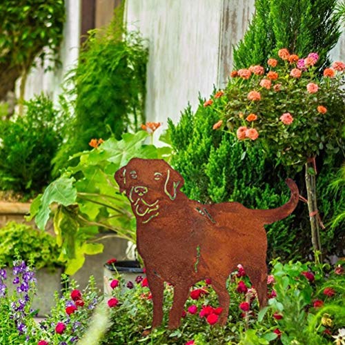 MSLing Metall Hund Gartenstatuen, Metall Hund Dekorative Gartenstecker, Hund Silhouette Gartendekoration, Labrador Statue Tierskulpturen für Outdoor Rasen Schild Ornamente