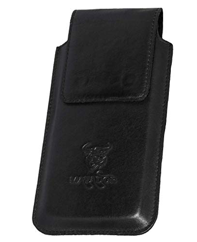 MATADOR® Vertikaltasche Echt Leder kompatibel mit Samsung Note 10 Plus / S20 S21 S22 Ultra Handytasche Magnetverschluss Gürteltasche Gürtelclip/Schlaufe(Schwarz)