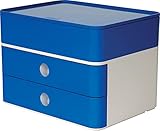HAN Schubladenbox Allison SMART-BOX plus mit 2 Schubladen, Trennwand sowie Utensilienbox, inkl. Kabelführung, stapelbar, Büro, Schreibtisch möbelschonende Gummifüße, 1100-14, hochglänzend royal blue