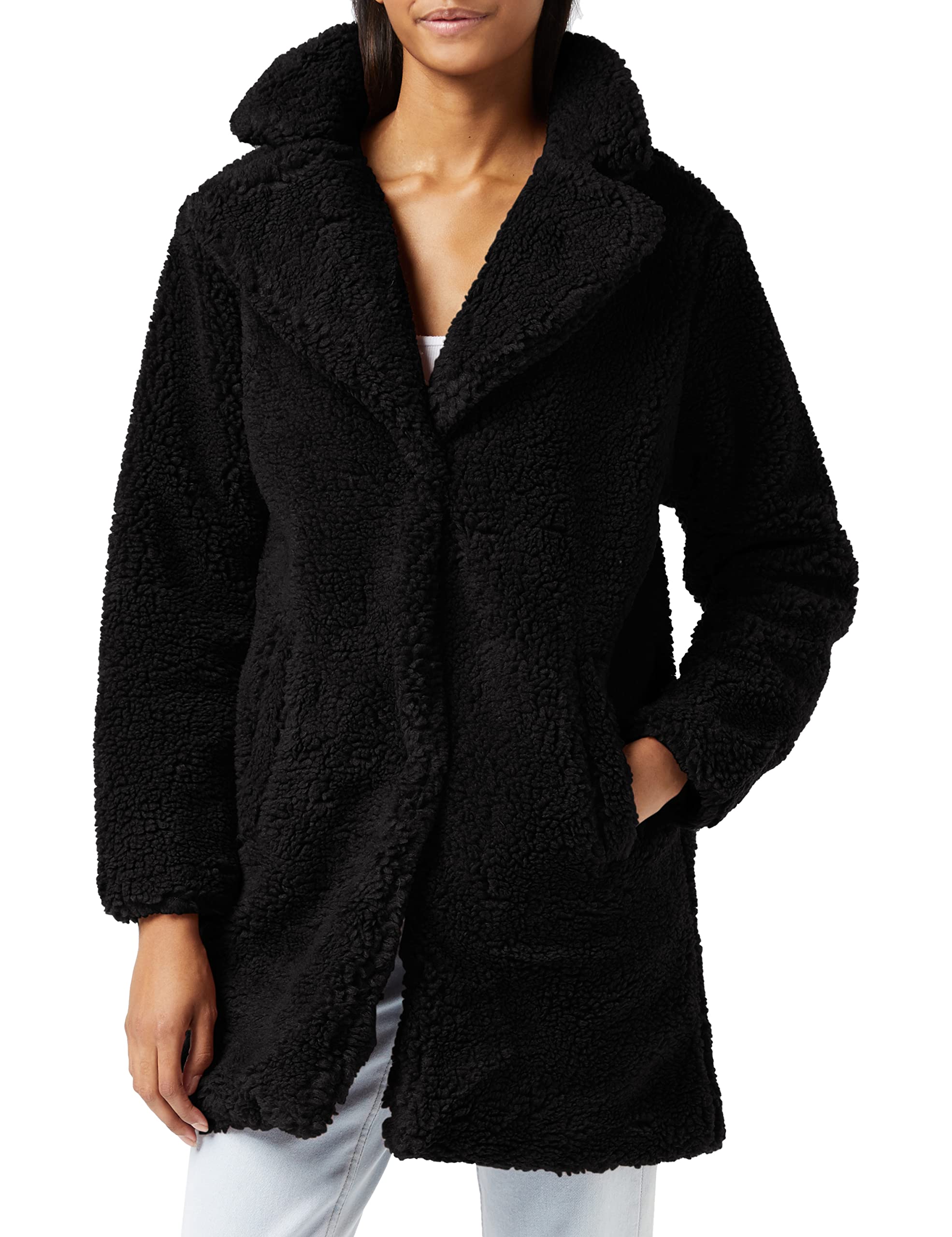 Urban Classics Damen Ladies Oversized Sherpa Coat Mantel, Schwarz (Black 00007), XXX-Large (Herstellergröße: 3XL)