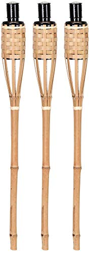 Rivanto® 3er Fackel Set Bambus, Ø 6,1 cm, Höhe 63 cm, tolle Gartendekoration aus Bambusholz, Gartenfackeln, Beleuchtung