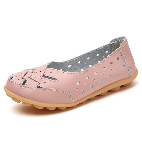 Stylendy Orthopedic Loafers, Orthopedic Loafers in Breathable Leather, Casual Leather Fashion Flats Breathable Shoes (Pink,36)