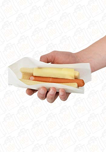 Hot Dog-Tüten, 8x20 cm, fettdicht, Baguette – Tüte, Taco – Tüten, Wrap - Tüte, weiß, unbedruckt, Größe 1000 Stück