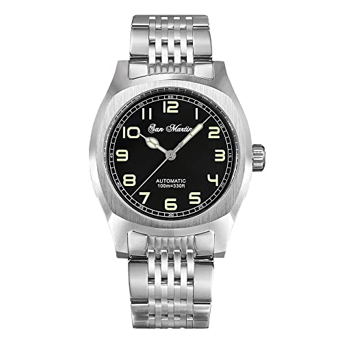 San Martin Square Vintage Sports Automatic Herren Luxusuhren Saphirglas PT5000 Mov't Simple Military Stainlees Steel Diiving Watch (with Logo)