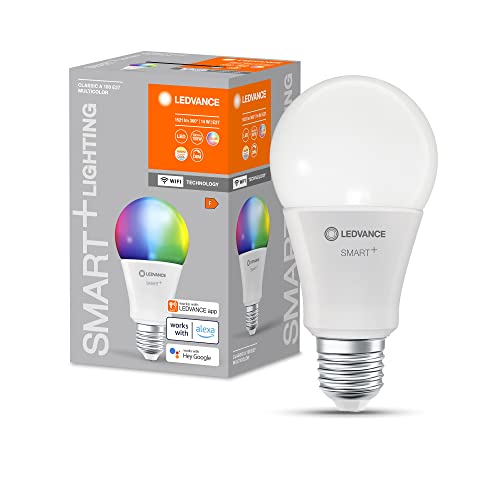 LEDVANCE Smarte LED-Lampe mit WiFi Technologie, Sockel E27, Dimmbar, Lichtfarbe änderbar (2700-6500K), RGB Farben änderbar, ersetzt Glühlampen mit 100 W, SMART+ WiFi Classic Multicolour, 4er-Pack
