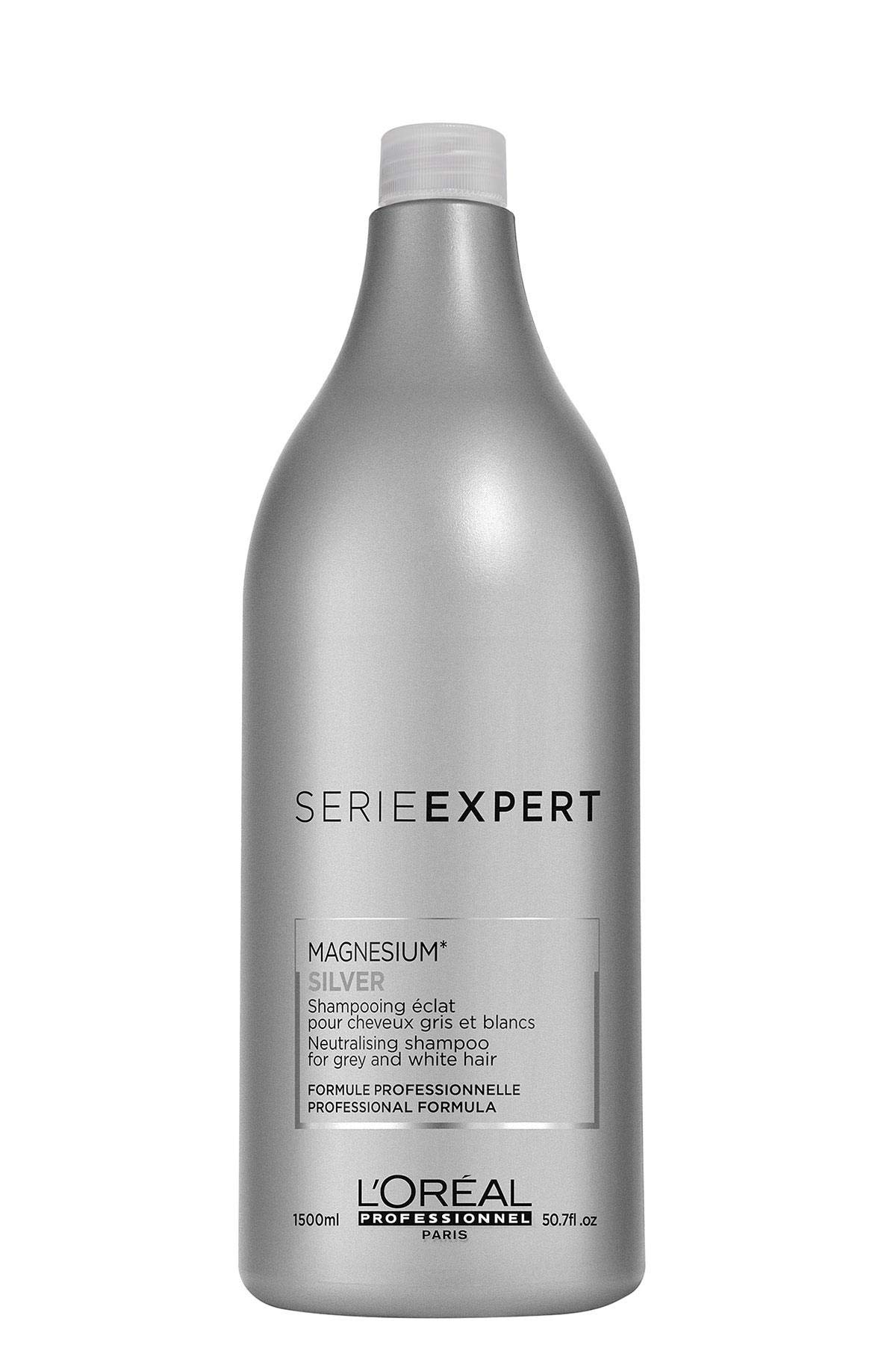 L'Oréal Professionnel Serie Expert Silver Shampoo, Neutralisiert Gelbstich, verleiht grauem und weißem Haar Glanz, 1er Pack (1 x 1,5 l)