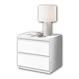 OLLI Nachttisch mit zwei Schubladen in Weiß - Moderner Nachtschrank mit Stauraum für Ihr Bett - 45 x 44 x 38 cm (B/H/T)