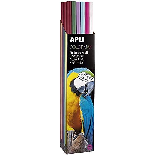 APLI 16886 Kraftpapier, verschiedene Farben, 1 x 3 m, 30 Stück