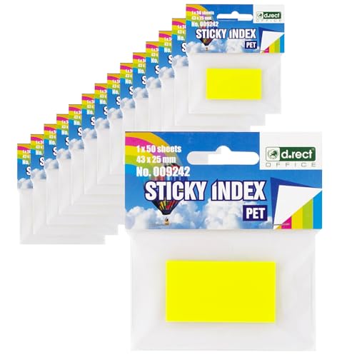 D.RECT 750 Stück Haftstreifen Pagemarker Index Haftmarker Film Textstreifen PET-Folie 25x43mm 15x50 Stück