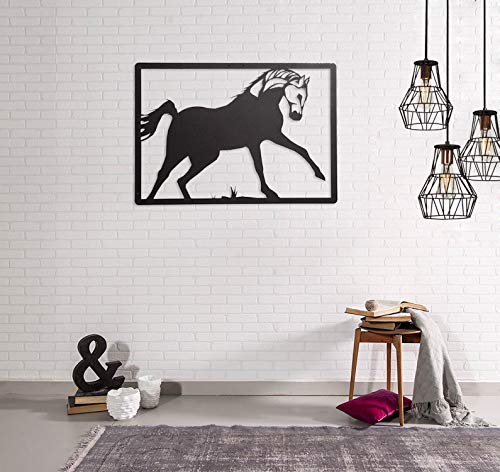 Homemania Wanddekoration, Stahl, schwarz, 49 x 0.15 x 34 cm